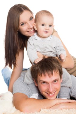 Mutlu anne ve baba ve oğul 