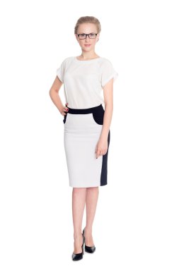 Genç başarılı iş kadını tam uzunluğu