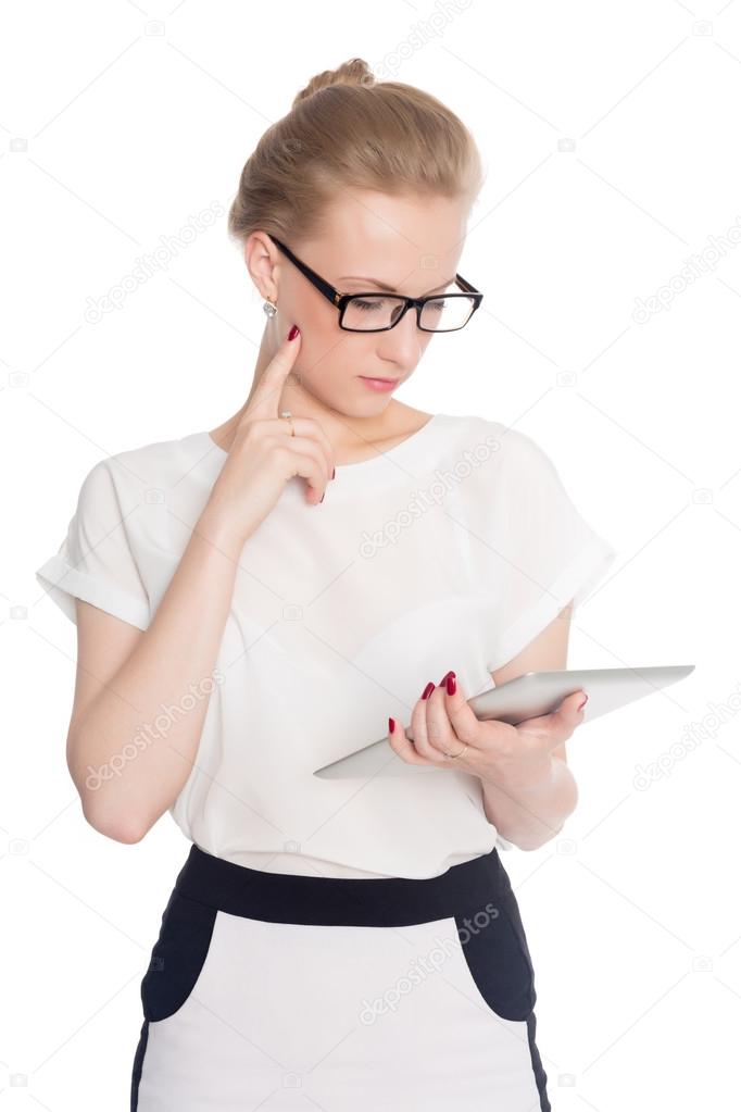 Business woman using digital tablet PC 