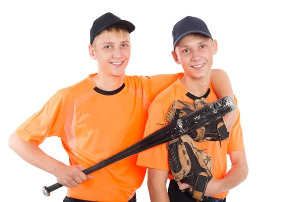 Hermanos gemelos en forma de un juego de béisbol — Foto de Stock