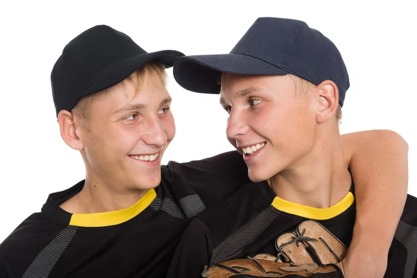 Retrato de cerca de jugadores de béisbol hermanos — Foto de Stock