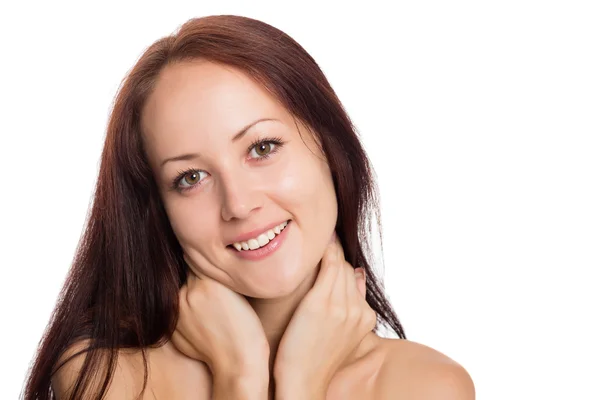 Retrato de close-up de uma jovem alegre — Fotografia de Stock