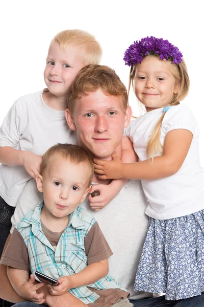 Younger brothers and sister with big brother — Stock Photo, Image