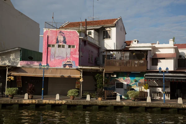 Dijk van de rivier in Malacca, Malaysia — Stockfoto