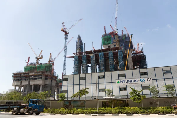 Szingapúrban a Marina egy projekt építése — Stock Fotó