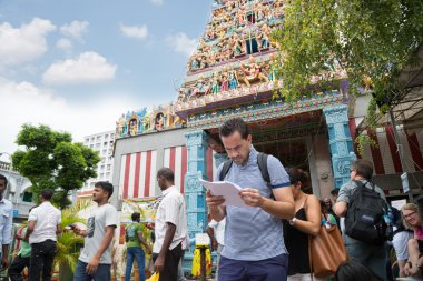 Avrupa turizm arka plan Hint Tapınağı, Singapur