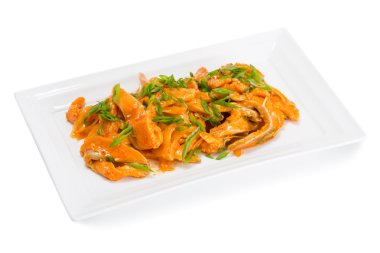 Baharatlı salata heh somon ve soğan ile