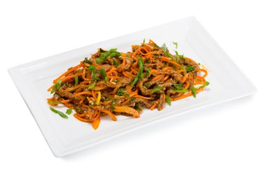 Spicy salad heh beef meat and carrots  clipart