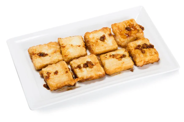 Fried tofu the food product from soybean protein rich — Stock Photo, Image