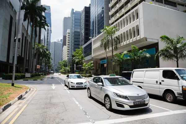 Cars in the Central Business District of Singapore Stockafbeelding