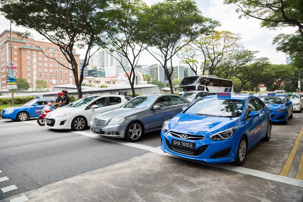 Taxis in the city Singapore — Stockfoto