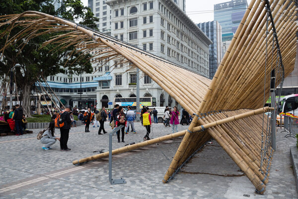 Sculptural composition bamboo in Kowloon in Hong Kong