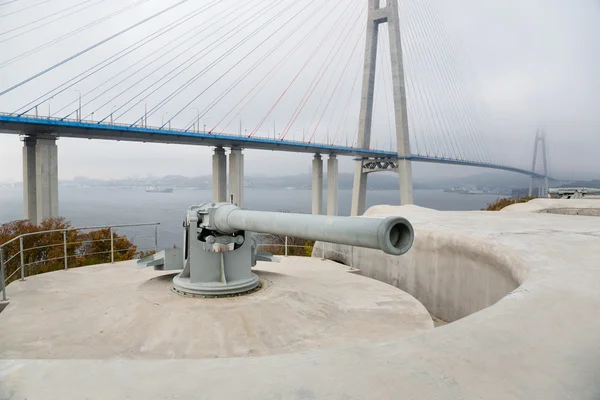 Armas batería costera fortaleza Vladivostok — Foto de Stock