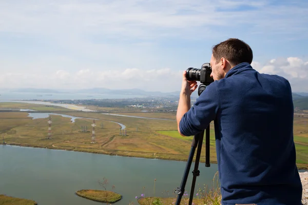 Fotografo per fotografare panorami città di Nakhodka — Foto Stock