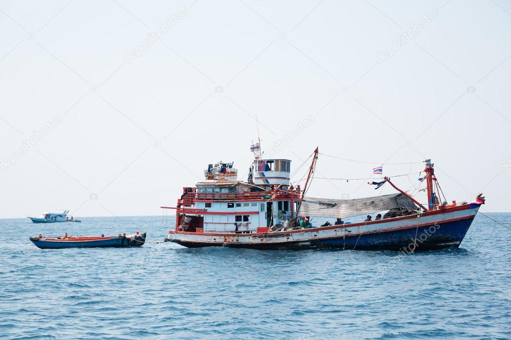 Fishing vessels at the island in the Andaman Sea, Thailand