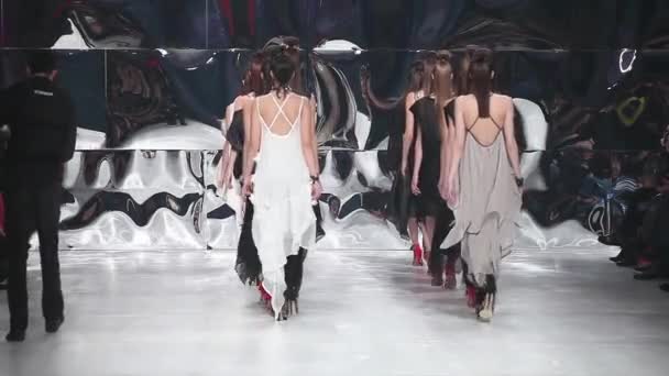 Models in Kleidern von ana maria ricov auf der 'fashion.hr' Modenschau — Stockvideo
