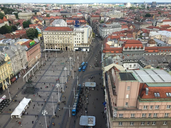 Vista de cima de Ban Jelacic square em Zagreb, Croácia — Fotografia de Stock