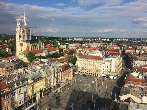 Widok z nad Ban Jelacic Square in Zagreb, Chorwacja — Zdjęcie stockowe