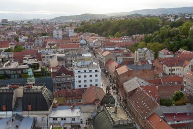 Zagrep'in alt şehrin panoramik görünüm