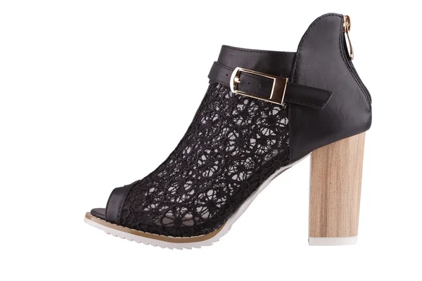 Vrouwelijke schoen met zwarte kant — Stockfoto