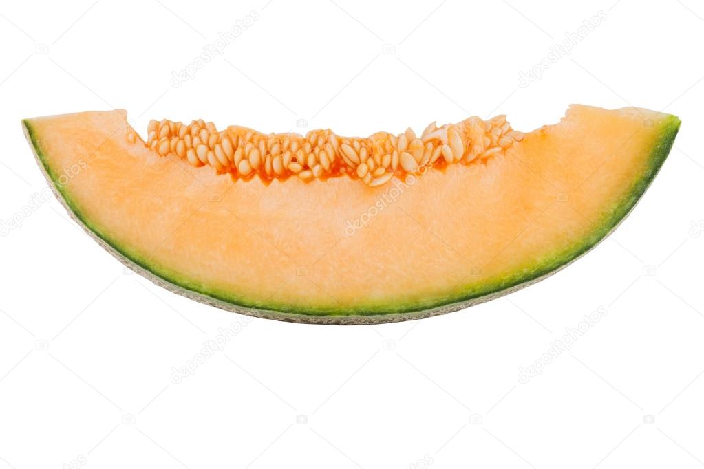 Cantaloupe melon slice isolated on white