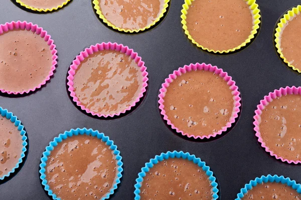 Preparation of chocolate muffins — Stock Photo, Image