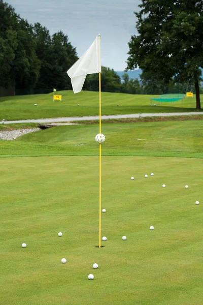 Bandera blanca en un campo de golf —  Fotos de Stock