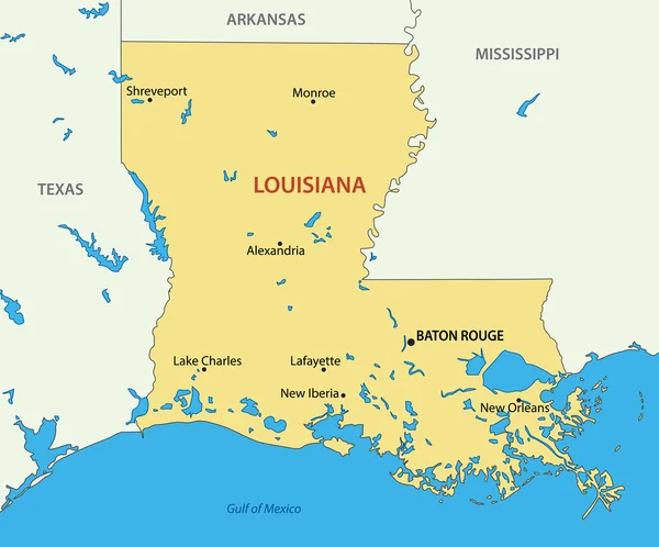 Louisiana - Vektorkarte des Staates — Stockvektor