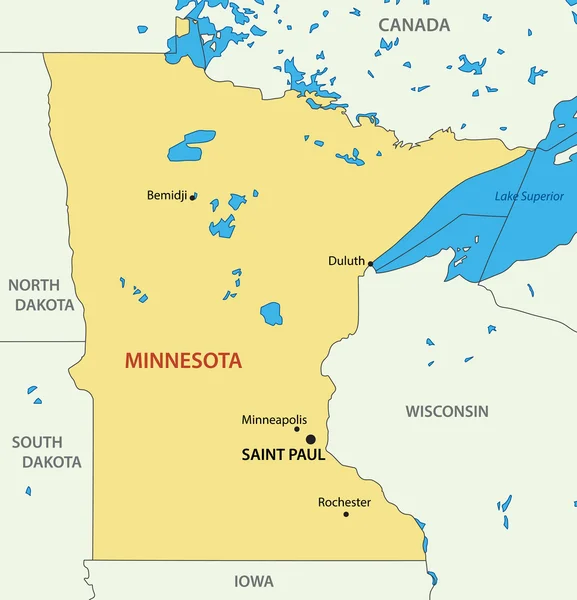 Minnesota - mapa vectorial del estado — Archivo Imágenes Vectoriales