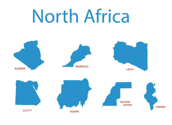 Nordafrika - vektor kartor över territorier — Stock vektor