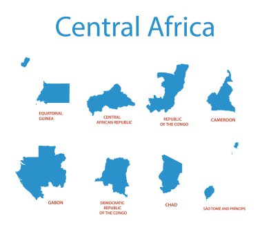 Central Africa - vector maps of territories clipart