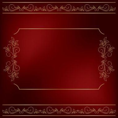 koyu kırmızı arka plan ile altın çiçek süslemeleri - vektör