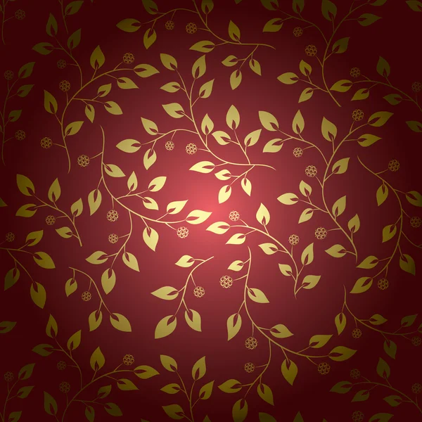 Golden leaves on brown background with gradient - vector — 스톡 벡터