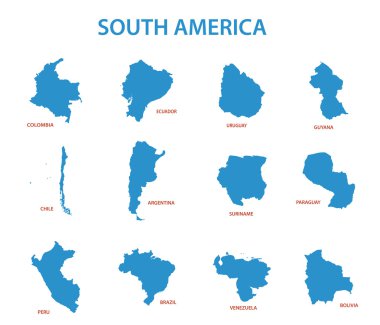 South america - vector maps of countries clipart