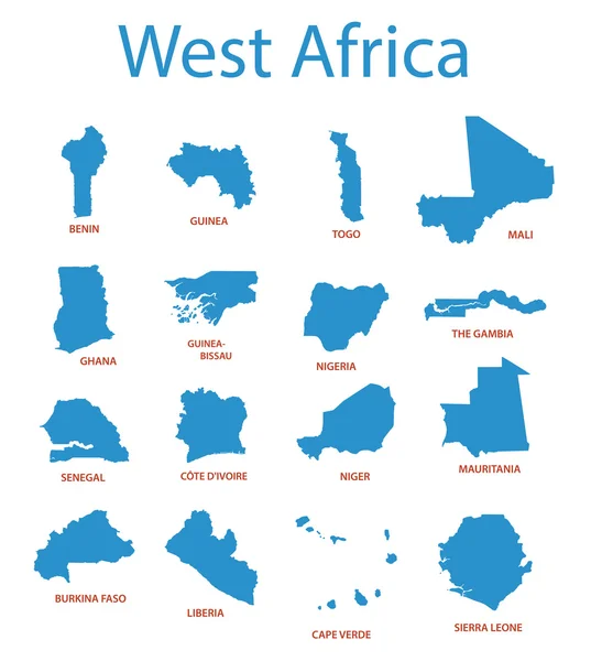 서 부 아프리카-영토의 벡터 지도 — 스톡 벡터