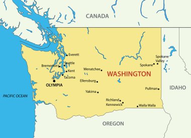 Washington (state) - vector map clipart