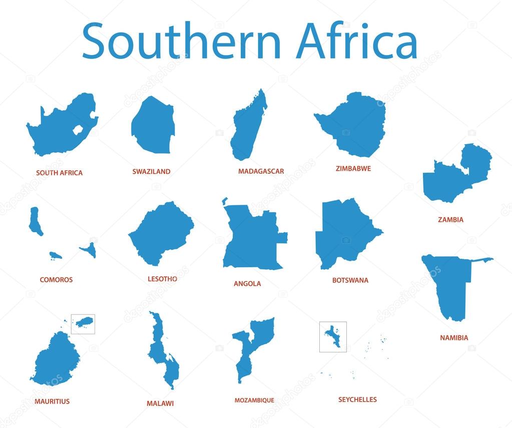 Southern africa - vector maps of territories