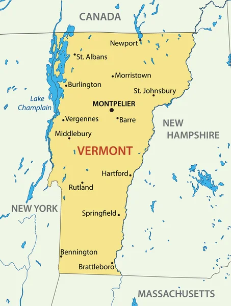 Vermont - vektör harita — Stok Vektör