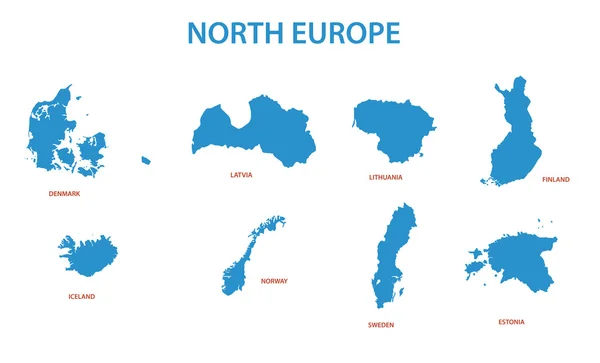 북쪽 유럽-영토의 벡터 지도 — 스톡 벡터