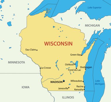 Wisconsin - vektör harita