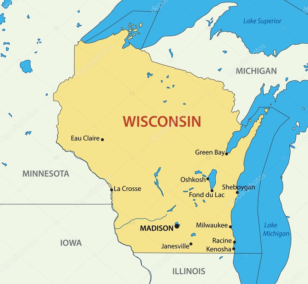 Wisconsin - vector map