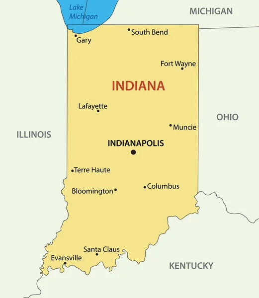 Indiana - mapa vetorial —  Vetores de Stock