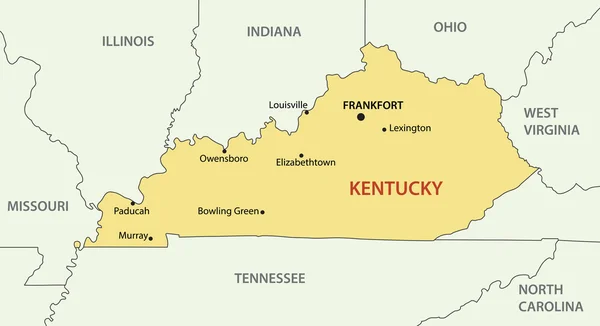 Commonwealth of Kentucky - vektoros Térkép — Stock Vector