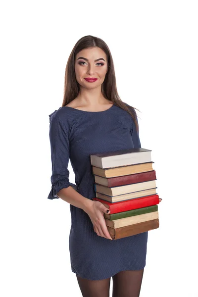 Kluge Frau mit Büchern — Stockfoto