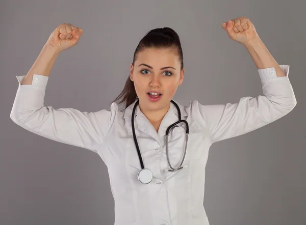 Verpleegkundige in wit met de stethoscoop — Stockfoto