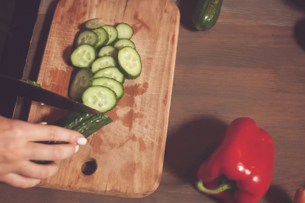 Tasty cucumber is cuted — Stock Photo, Image