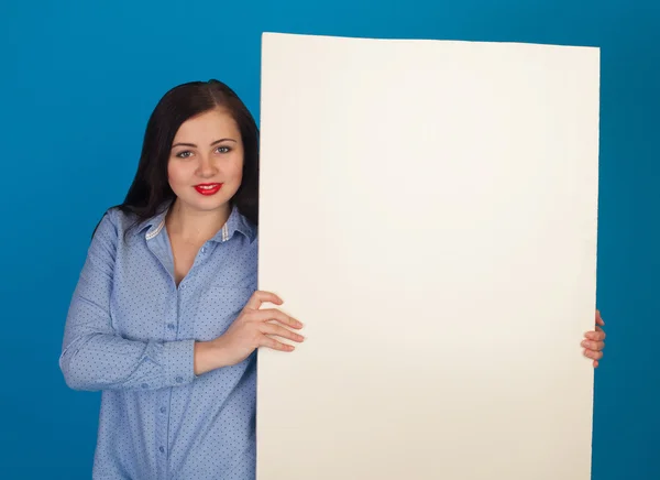 Vrouw in blauw en canvas — Stockfoto