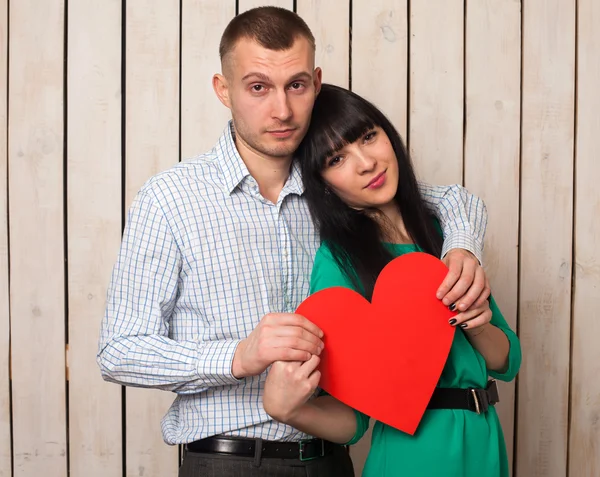 Pasangan dengan Red Heart — Stok Foto
