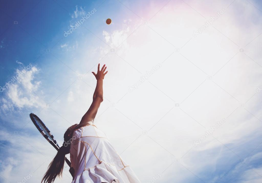 Sporty tennis player woman