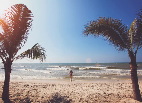Palmbomen en strand — Stockfoto